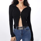 Женский трикотажный кардиган с двойной молнией в рубчик