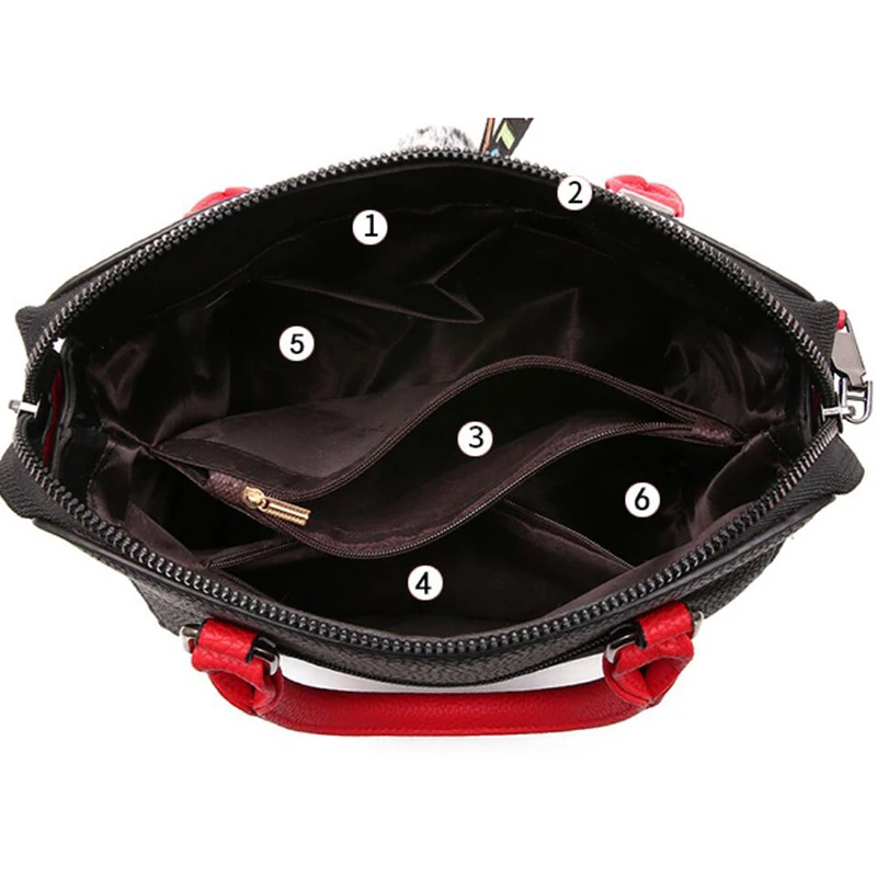 

Luxury Women Hangbags With Fur Ball Contrast Color Crossbody Messenger Bag Shoulder Sac Fashion Casual Tote Leather Wallet Bolsa