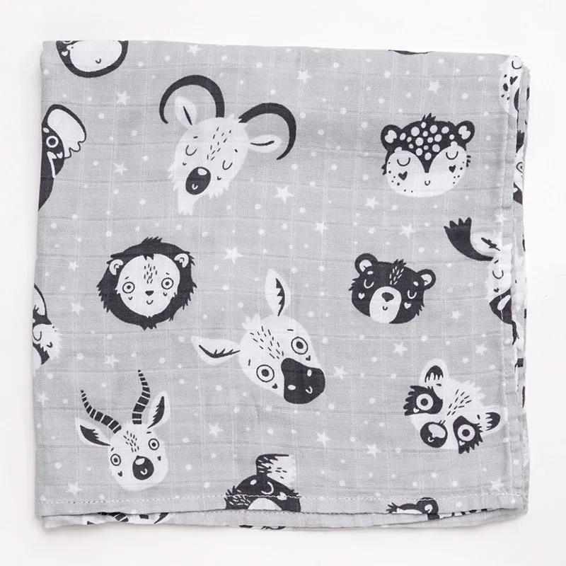 Animal head 60*60 бамбуковый хлопковый детский нагрудник, одеяло, мягкий мультяшный животный принт, для новорожденных, шарф, носовой платок, многофункциональная оберточная одежда, одежда - Цвет: Animal head