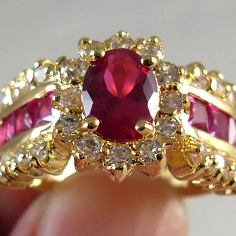 Female Blue Oval Crown Ring Fashion Engagement Size 6-12 Years Filled Vintage Wedding Rings Women's Gifts 2017 Hot Sale | Украшения и