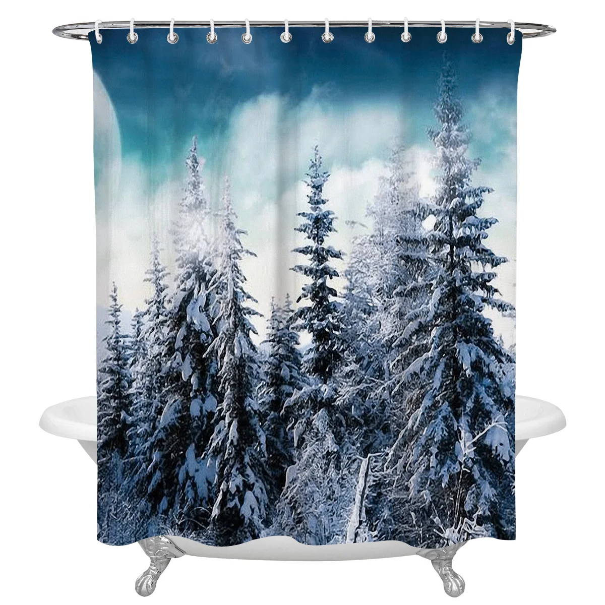 

Занавески для душа с зимним лесом и ландшафтом, декоративная Водонепроницаемая занавеска для ванной из полиэстера