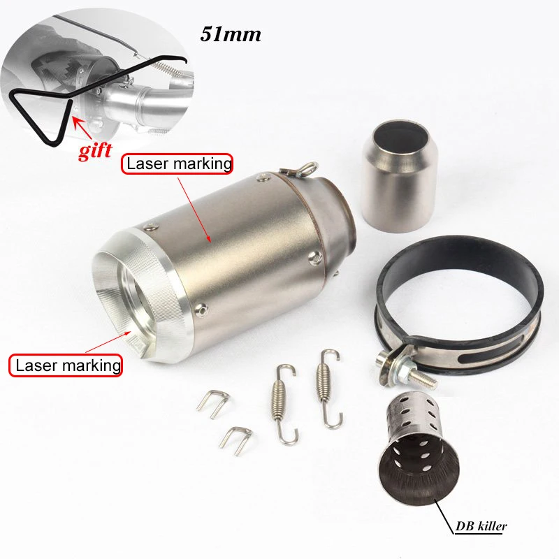 

Выхлопная труба для мотоцикла, 51 мм/60 мм, выхлопная труба из углеродного волокна с глушителем DB, выхлопная труба для мотоцикла для RC390 CBR650F Z900