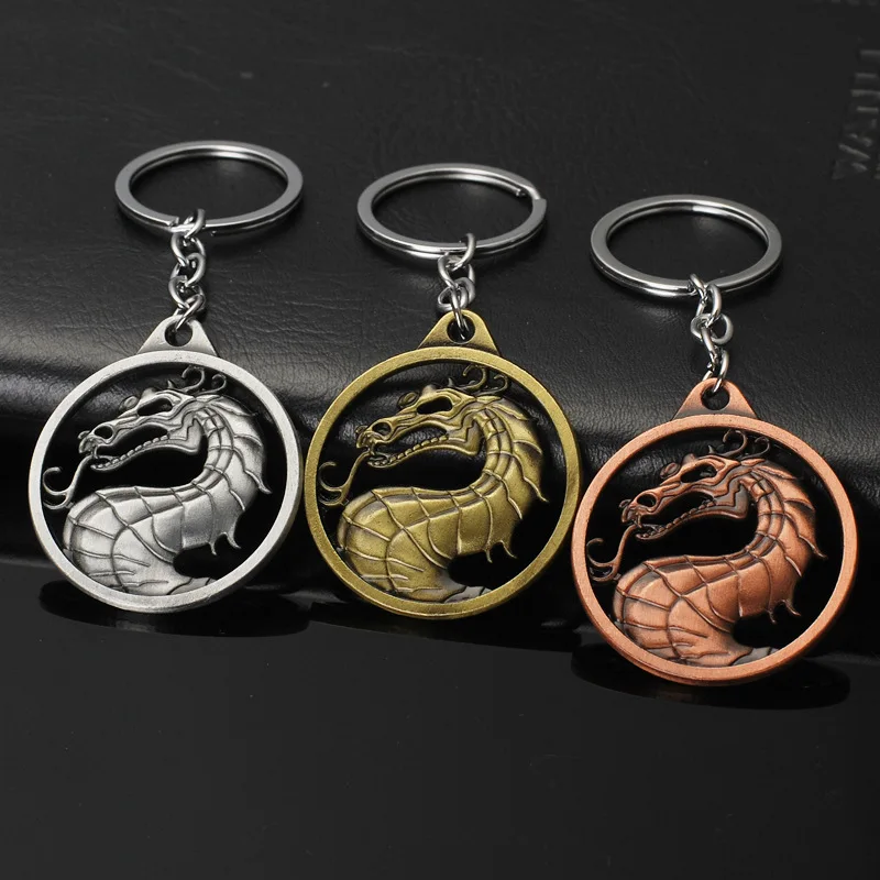 Модные 3 вида цветов фильмы ручной работы Mortal Kombat файтинг Дракон символ брелок