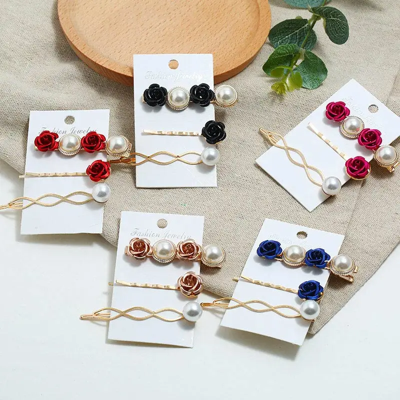 

Metal Painting Oil Colorful Flower Imitation Pearl Hairpin Hair Clip for Women Fashion Handmade Party Wedding Headdress Barrette