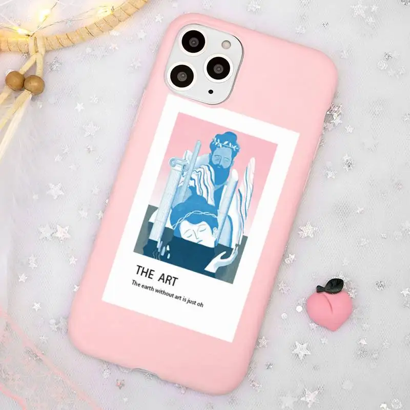 

fashion Oil painting clear Phone Case Candy Color Pink for iPhone 11 pro XS MAX 8 7 6 6S Plus X 5S SE 2020 XR