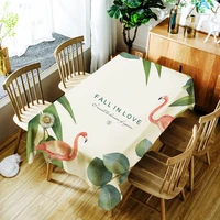 tropical plant animal flamingo print polyester waterproof tablecloth home decoration washable dustproof rectangular table cloth