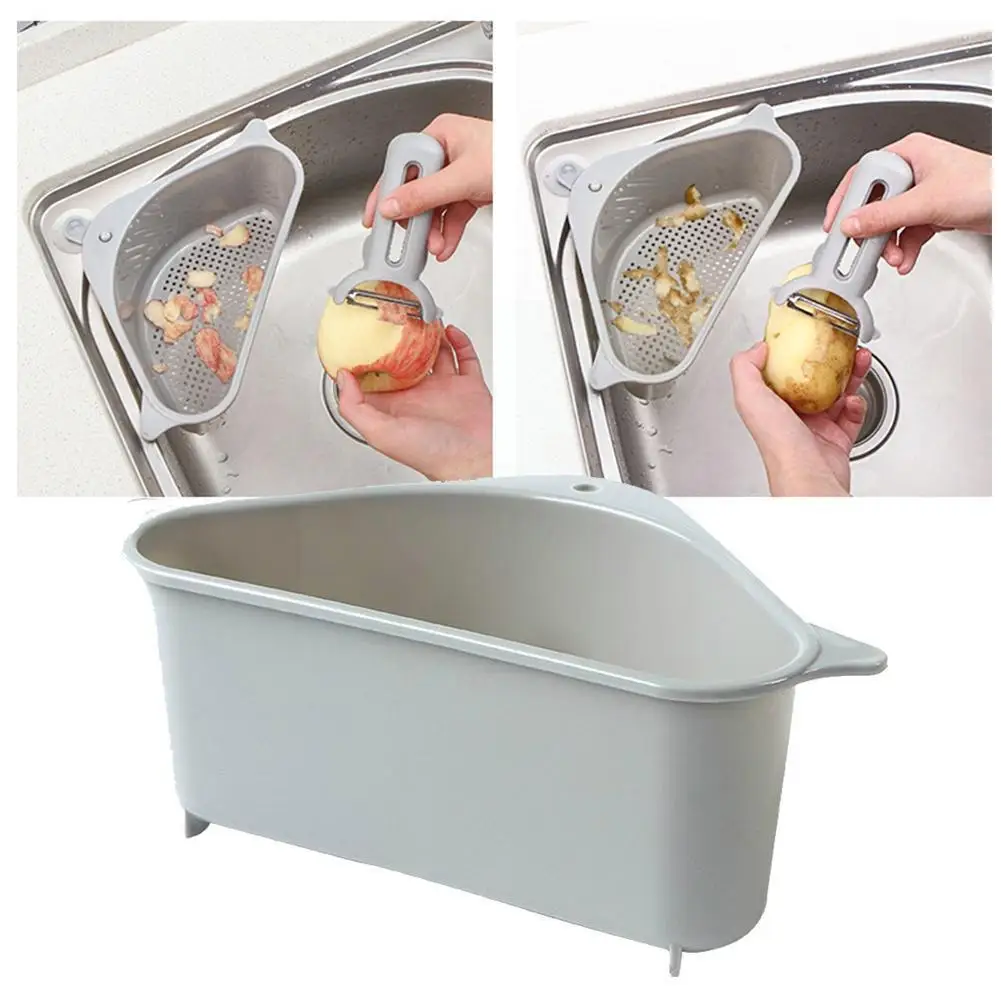 

Sink Drain Rack Household Kitchen Vegetable Rack Tray Hangable Convenient Storage Storage Punch-free Basket Box Z3l2