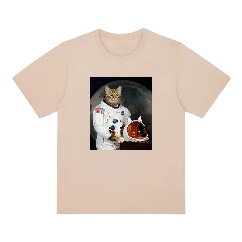 

TOPESKO Summer Astronaut Cat Spaceman Casual Plus Size Punk T-shirt Men Loose Casual Cotton Tee Tops Anime Funny Shirt