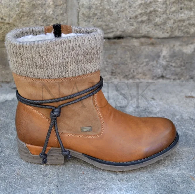 

Women Boots 2020 Leather Ankle Boots Flat Shoes Winter Snow Boots Platform Zipper Punk Boots Thicken Plush Wool Botas Mujer