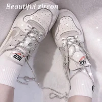 2021 shining rhinestone long tassel chain shoes sneakers boots and chains womens fashion jewelry luxury crystal chain shoes