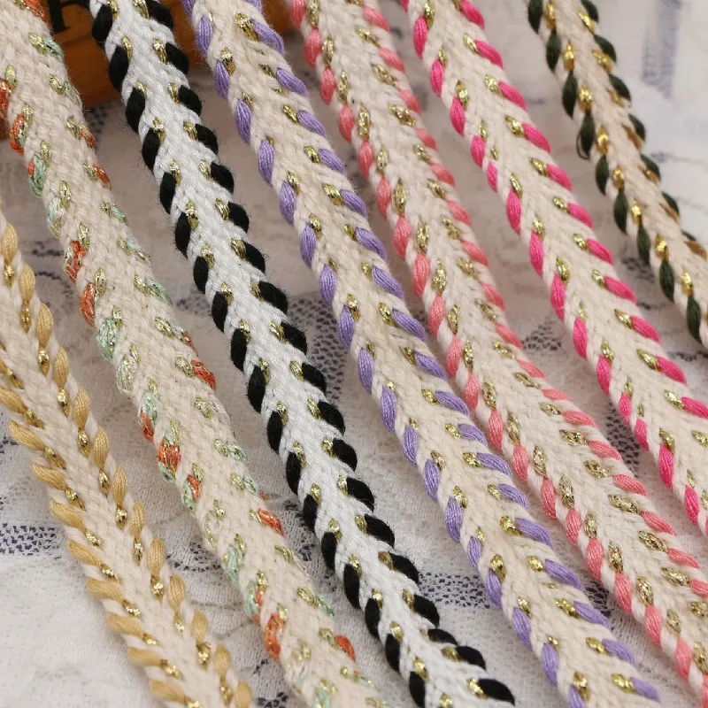 

Manufacturers 1cm Polyester Cotton Filigree Weaving Ribbon Color Lace-up Color DIY Handmade Material Clothing Accessories