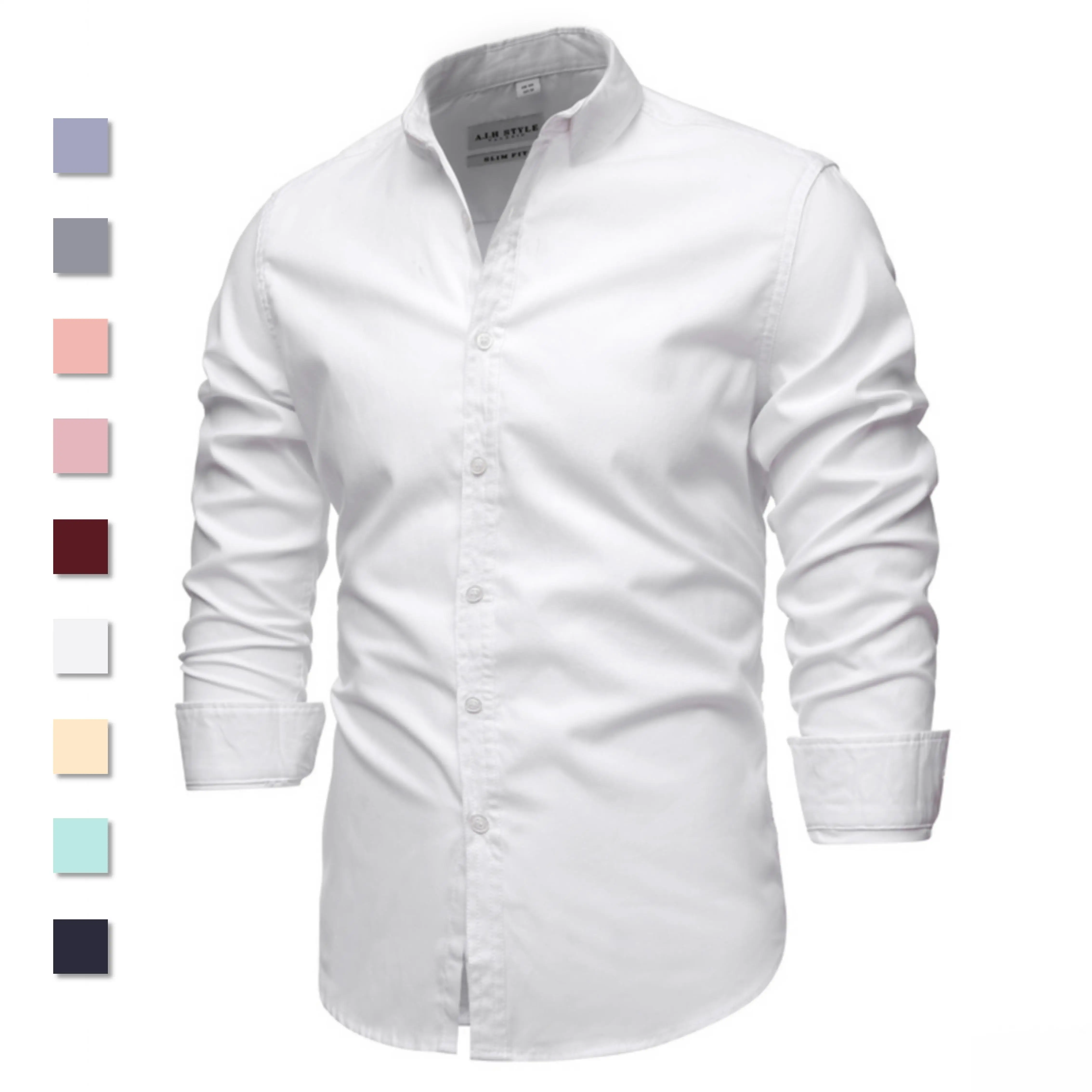 

9 Colors 2021New 100% Cotton Oxford Shirt Men Spring Casual Men Shirt Long Sleeve Slim Fit Dress Shirts Men's Social Shirt
