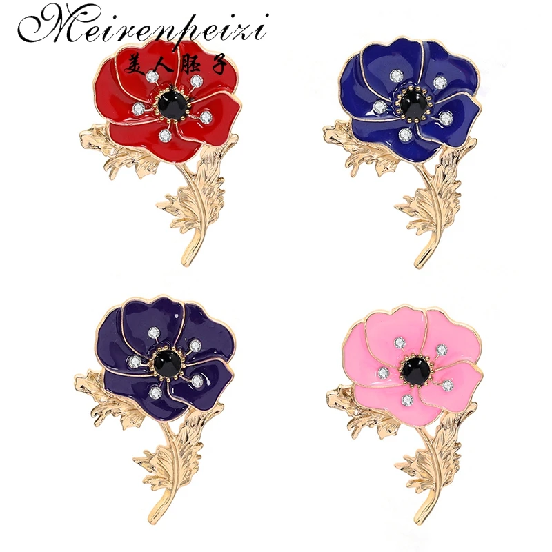

Meirenpeizi Red poppy pin Remembrance Sunday brooch Veterans Day lapel pins Memorial Day Flower Jewelry