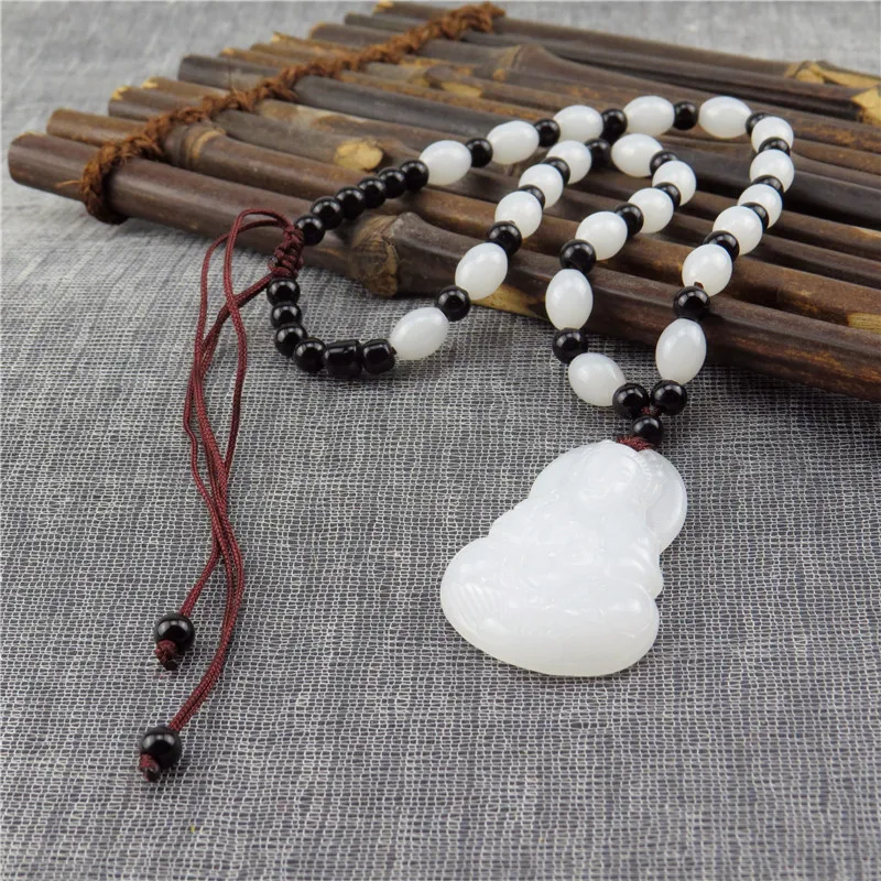

Natural Jade Pendant Hand Carved Jadeite Fine Necklace for Men Pendants Women with Chain White Fashion Jewelry