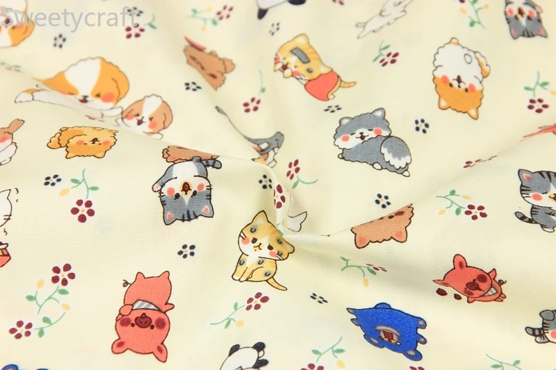110x45 см Ткань с принтом панды кошки животного ткань тонкие хлопчатобумажные ткани