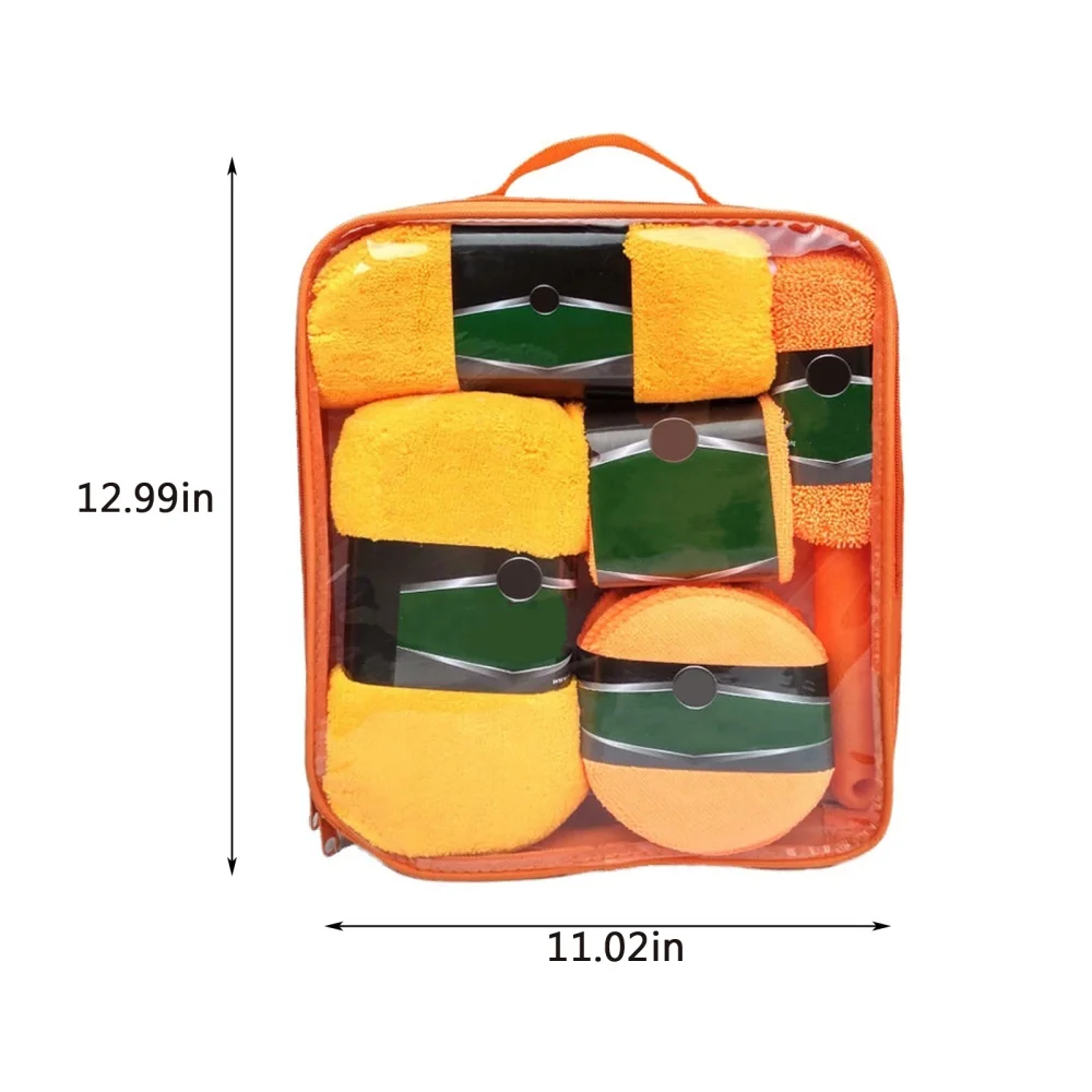 

9 Pcs Professional Car Wash Cleaning Kit Car Detailing Washing Tools Towels Brush Sponge Wash Glove Polish Pads