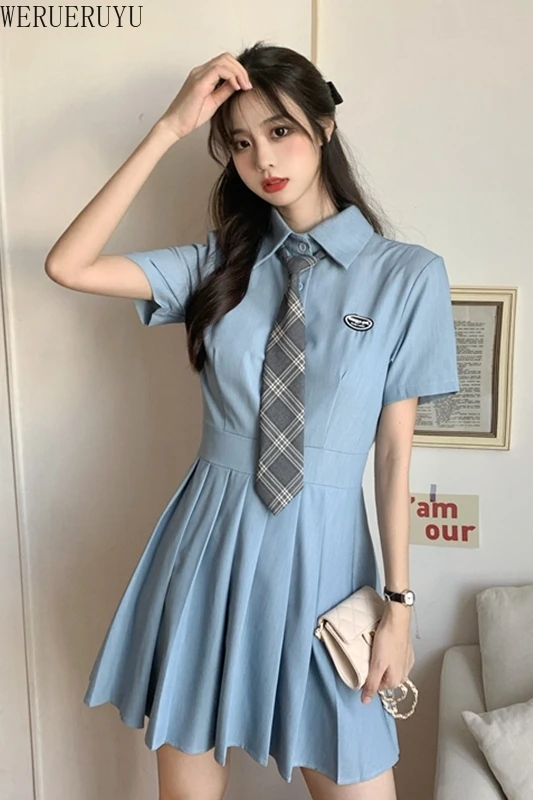 

WERUERUYU Dress Women Japan Style Fashion Ruffles Black Chic Ladies Dresses Party Empire College Leisure Vintage Womens