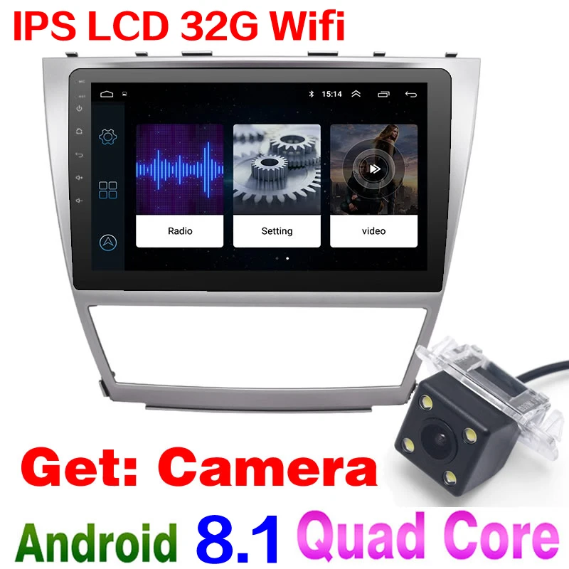IPS LCD 32G Wifi LEEWA 10,2 дюймов HD Android 8,1 четырехъядерный автомобильный медиаплеер с gps Navi Радио для Toyota Camry XV40/Daihatsu Altis получить: камера - Цвет: IPS LCD 32G Wifi