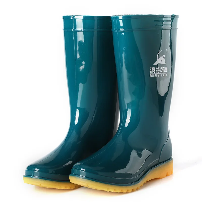 

Women Mid-Calf Rain Boots Waterproof PVC Garden Shoes Solid Rubber Platform Water Shoes Green