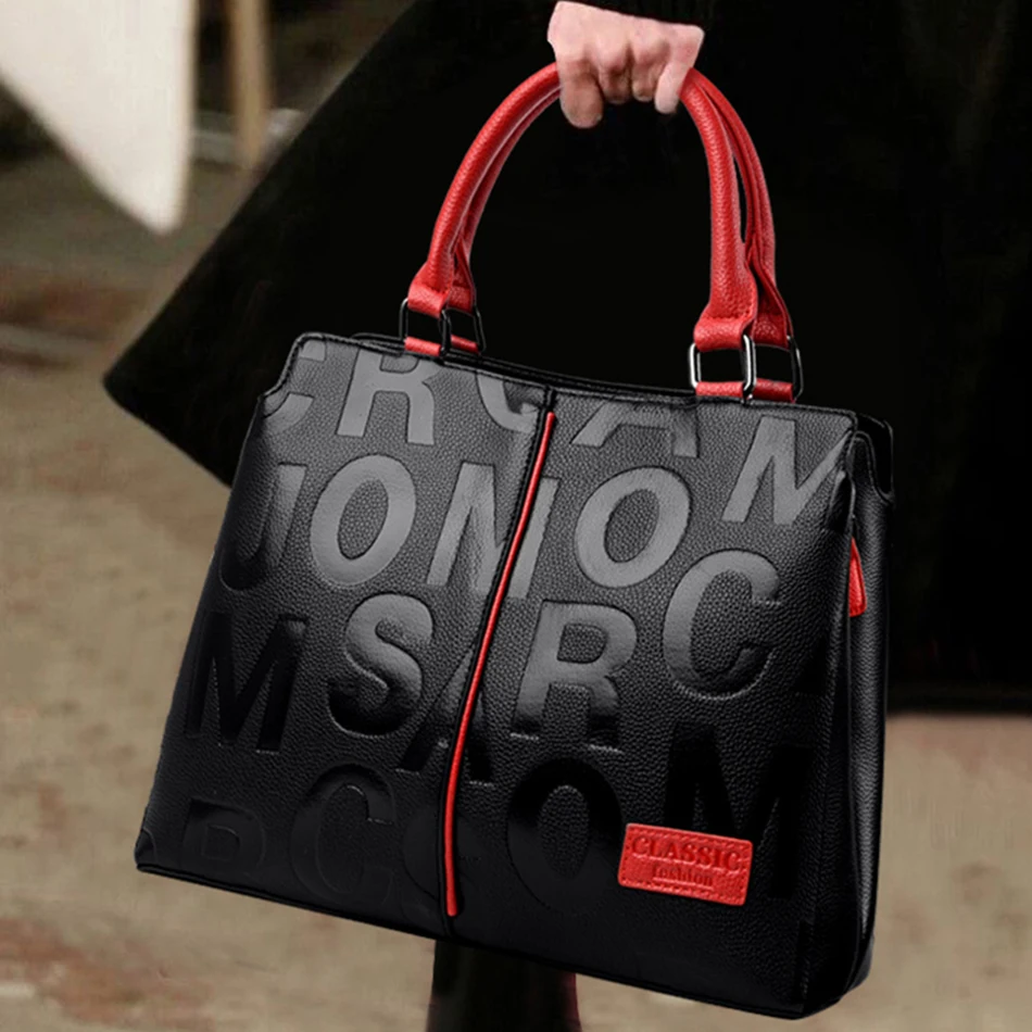 

Ladies Quality Leather Letter Shoulder Bags for Women Luxury Handbags Women Bags Designer Fashion Large Capacity Tote Bag