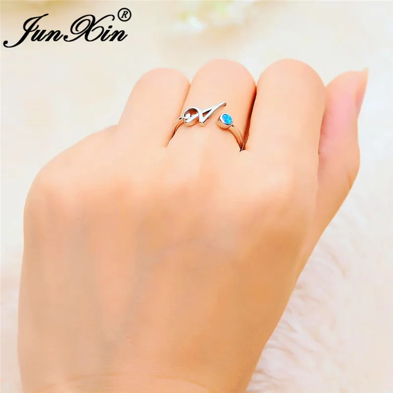 Минималистичное Открытое кольцо с надписью A для женщин из белого золота