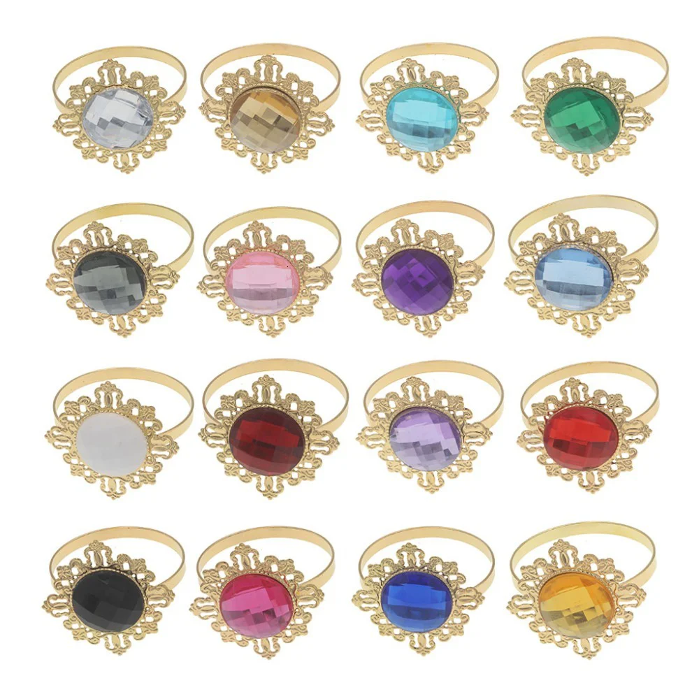 Держатель салфетки из акрила для кухонного стола 12 шт. золотые кольца салфеток на