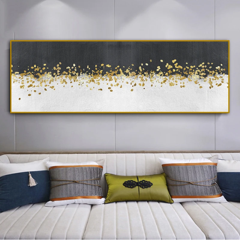 Рельефное искусство абстрактное золотое дерево листья холст пейнтбол настенное