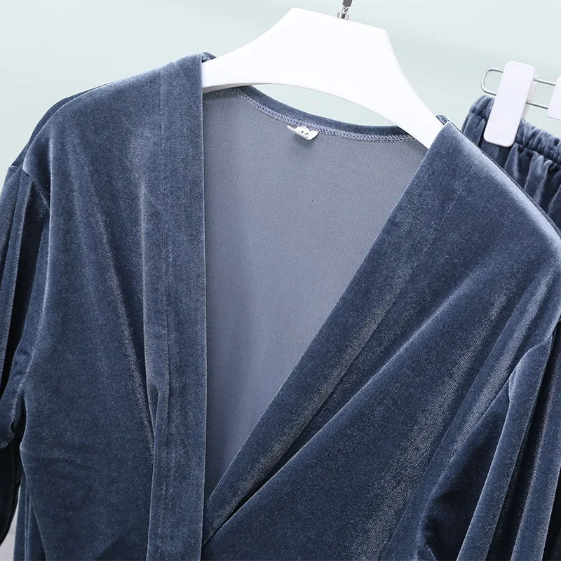 2019 длинный рукав женщины кружевная пикантная Пижама золото бархат держать