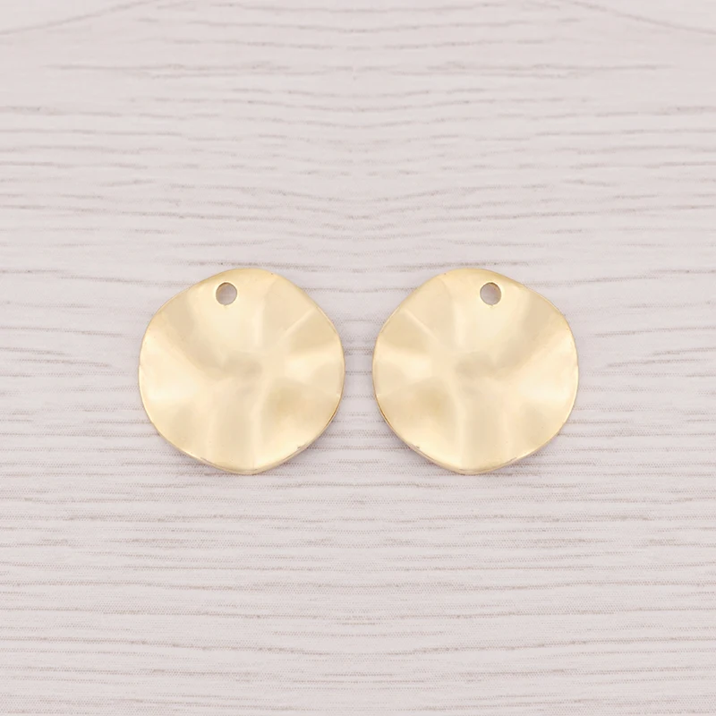 

10pcs/lot Genuine Gold Plating Irregular Geometric Earrings Connectors Round Charms For DIY Earring Jewelry Accessories 15x15mm