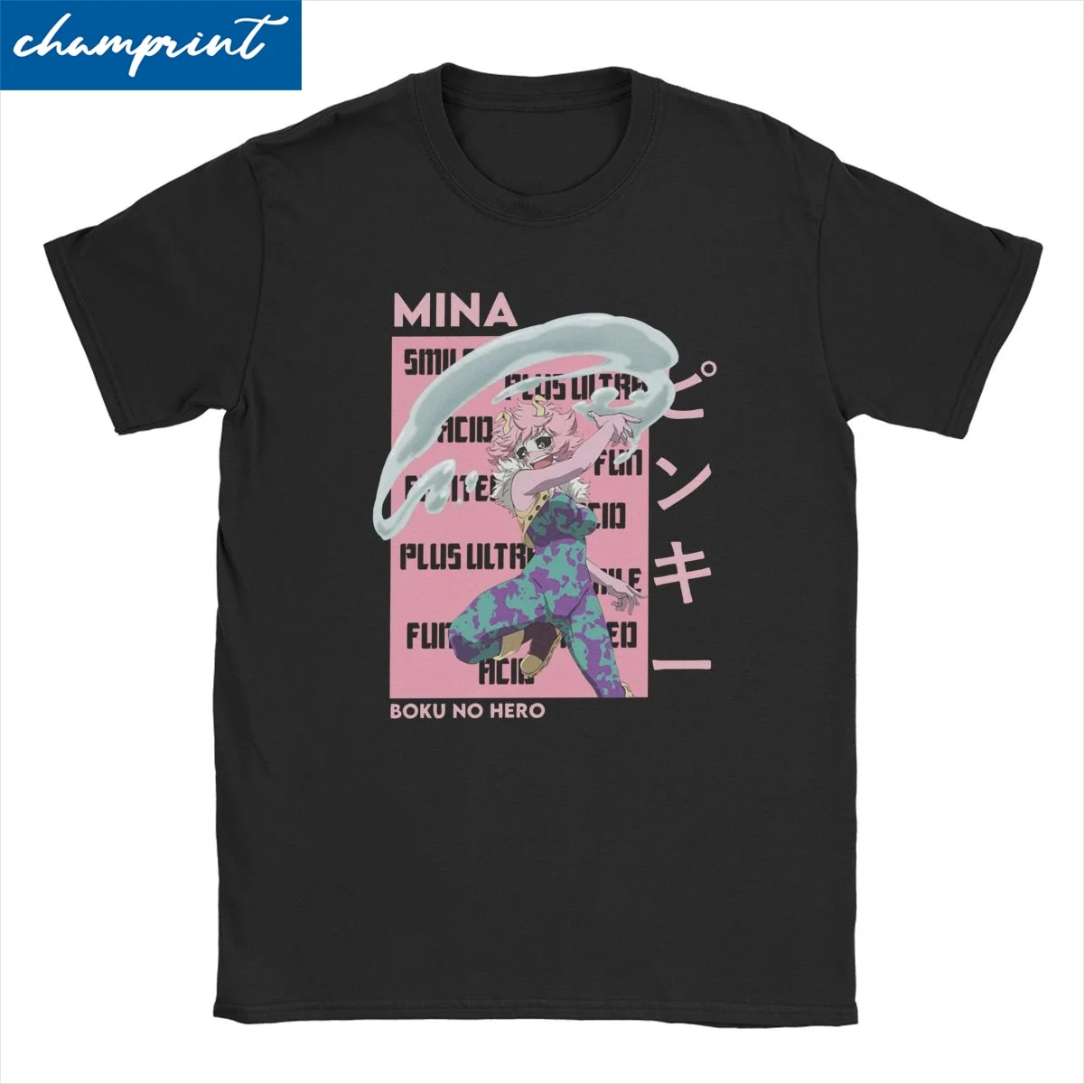 

Мужские и женские футболки с изображением мины асидо, одежда с круглым вырезом для мужчин и женщин, футболка с изображением героев мультфильма «Моя геройская Академия», манга асимина