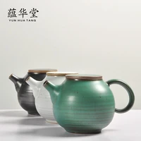 creative japanese stoneware teapot hand made kiln to retro flat cover pot