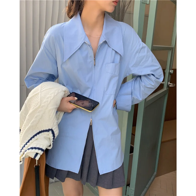 

Women's Blouse High Sense White Shirt Women's Winter New Korean Loose Design Sense Of Shirt With Long Sleeve Top Nuyoah