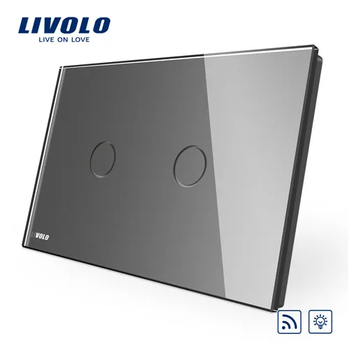 Livolo AU/US стандартный переключатель, слоновая кость 4 цвета Хрустальная стеклянная панель, 110~ 250 В/50~ 60 Гц Беспроводной Диммер дистанционный светильник - Цвет: Grey