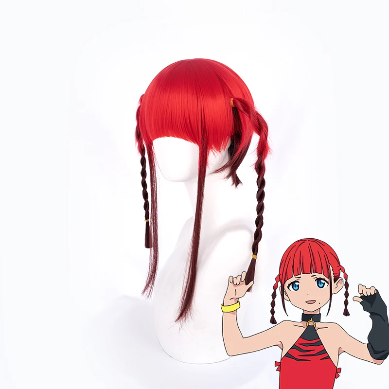 Парик для косплея Asukagawa Chise SSSS. Dynazonon плетеный черный красный на Хэллоуин ролевая