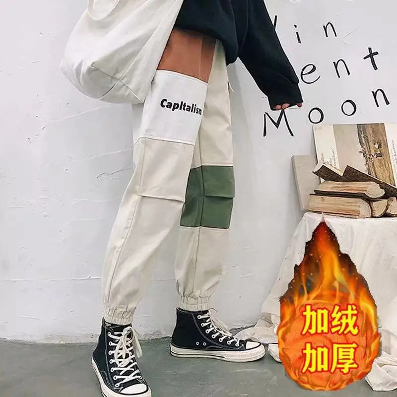 

Men High Street Pants Fashion Splice Casual Cargo Pant Male Streetwear Brand Letter Printed Hip Hop Long Trousers Pantalon Homme
