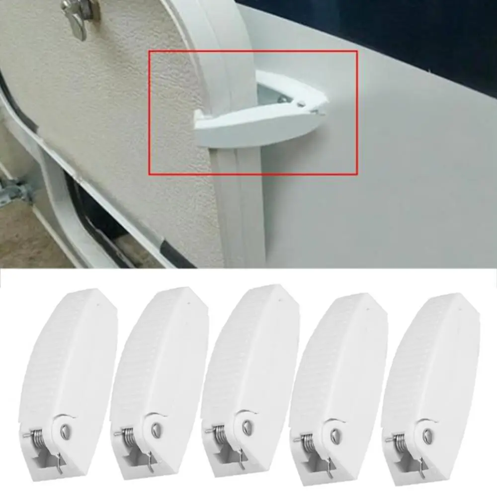 

5pcs Door Catch Holder Latch for RV Motorhome Camper Trailer Travel Baggage Car Accessories White ABS Auto Styling