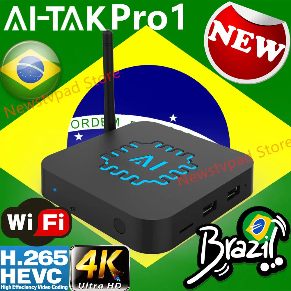 Черный Ai tak pro 1 коробка HTV B tv B9 BOX Бразилия IP tv Android box 4K бразильские Бесплатные Каналы подписка с VOD воспроизведения и Live - Цвет: Черный