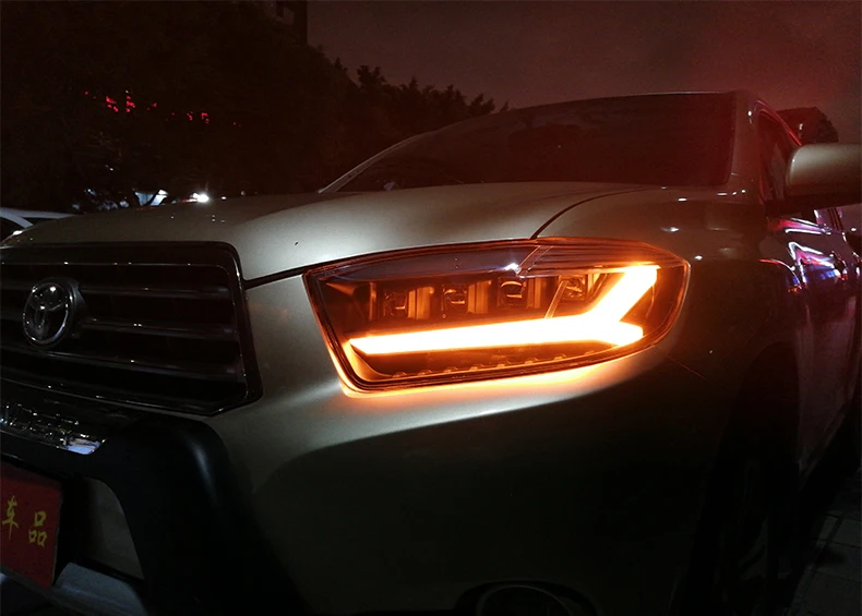 Автомобильный Стайлинг корпус передней фары для фары Toyota Highlander 2009 2010 2011 светодиодный фара Highlander ДРЛ фары дневного света