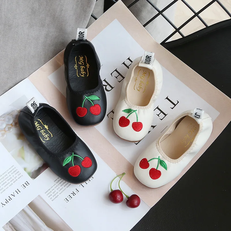 

Spring Autumn 2021 Korean Princess Peas Shoes Girls Cute Slip-ons Baby Egg Roll Children Casual Single Shoes Soft Bottom Loafers