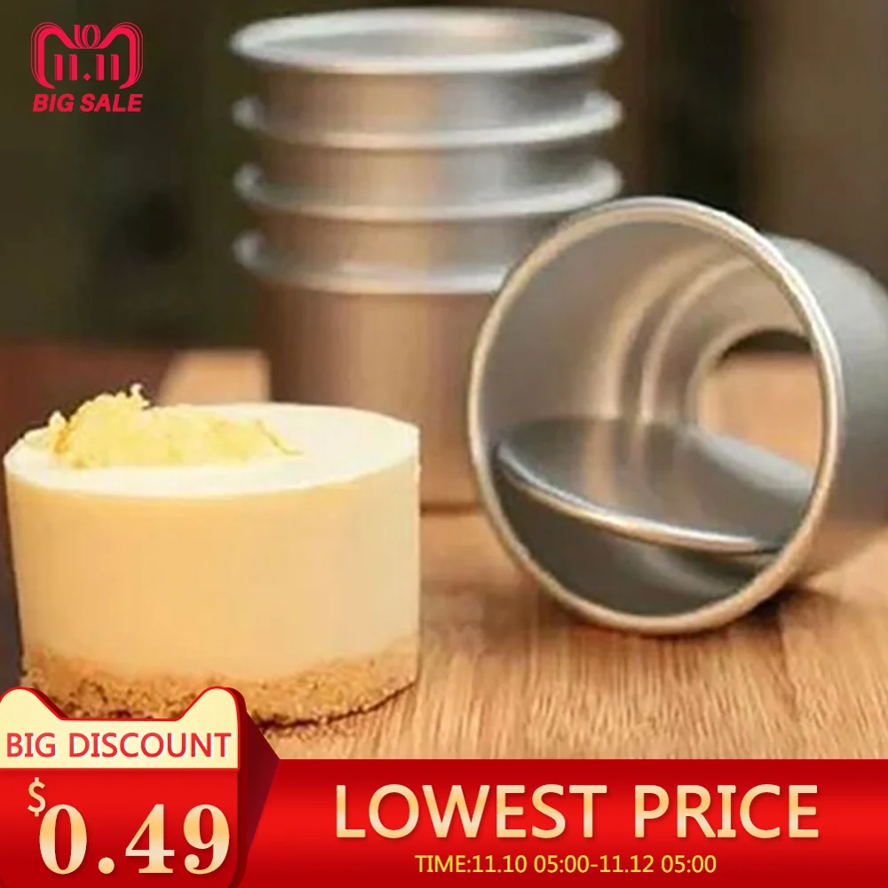 

3pcs/lot Hot 2inch diameter 6cm Aluminum Alloy Round Mini Cake Pan Removable Bottom Pudding Mold DIY Baking Tools DROPSHIPPING
