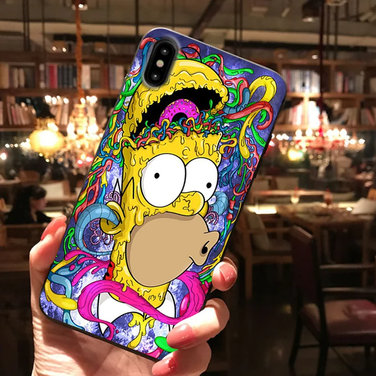 12150 Homer J. Simpson Черный силиконовый чехол для телефона iPhone X XR XS Max 11 11Pro Max 6s 7 8 Plus Барт Симпсон Забавный мультяшный чехол - Цвет: 12150