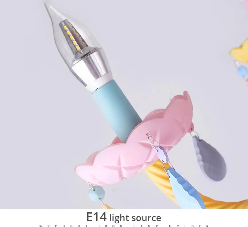 Красочная хрустальная люстра Macaron цвет Droplight детская спальня лампа креативная фантазия светильник витраж блеск