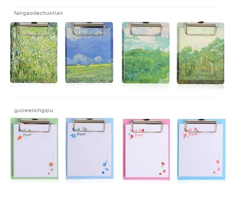 JIANWU Van Gogh Board Clip Sticky Note Clipboard Memo Pads Fruit Notebook Printed Kawaii note pad clip School Office Supplies