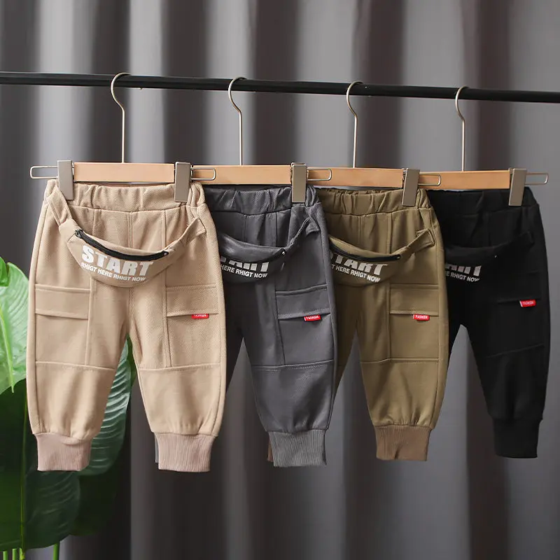 

High Quality Spring Autumn Kids Cotton Solid Causal Children's Track Pants Boys Girls Full Length Pants Clothes 1 2 3 4 YEARS