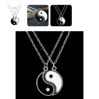 2pcs charm necklaces trendy alloy metal chain for dating friendship necklaces couple necklaces