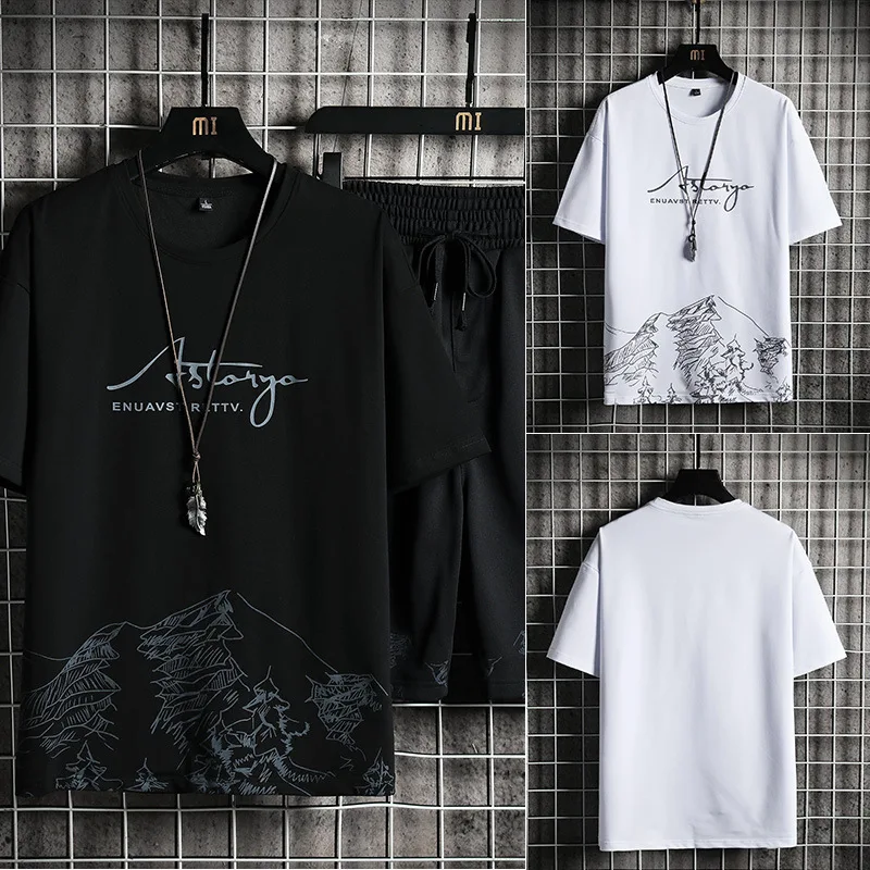 

2021 summer new leisure sports suit men's Korean fashion one substitute men's summer suit one suit