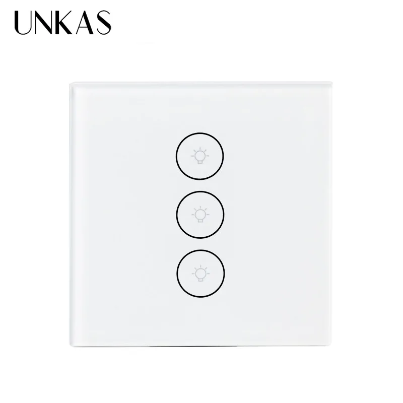 Настенный сенсорный выключатель UNKAS Smart Life с Wi Fi панель из хрустального стекла для