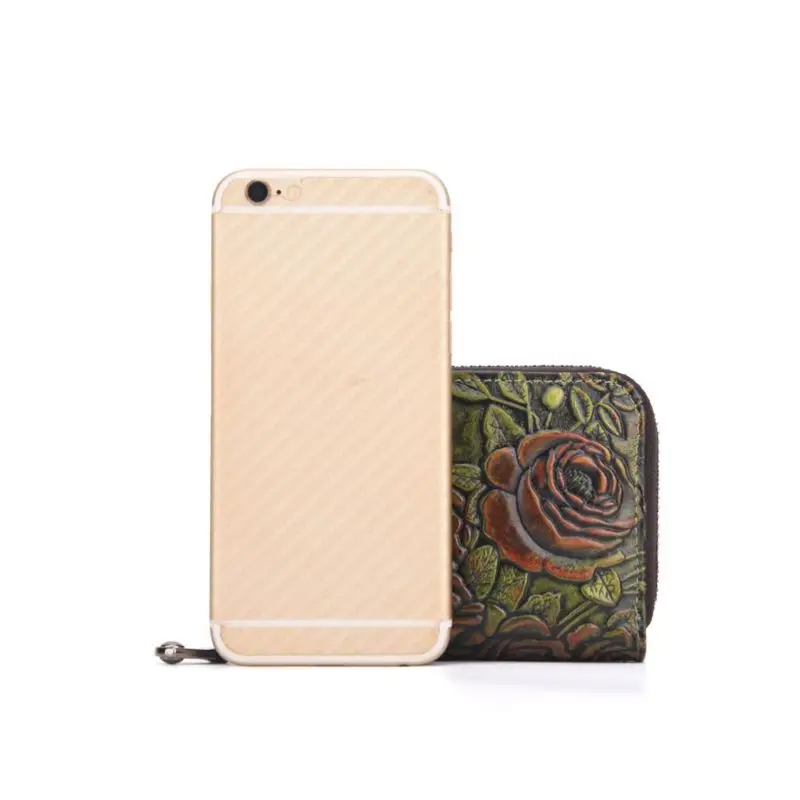 

Small Leather Wallet Floral Embossed Credit Card Holder Mini Purse Zipper Case Organizer for Women M6CC