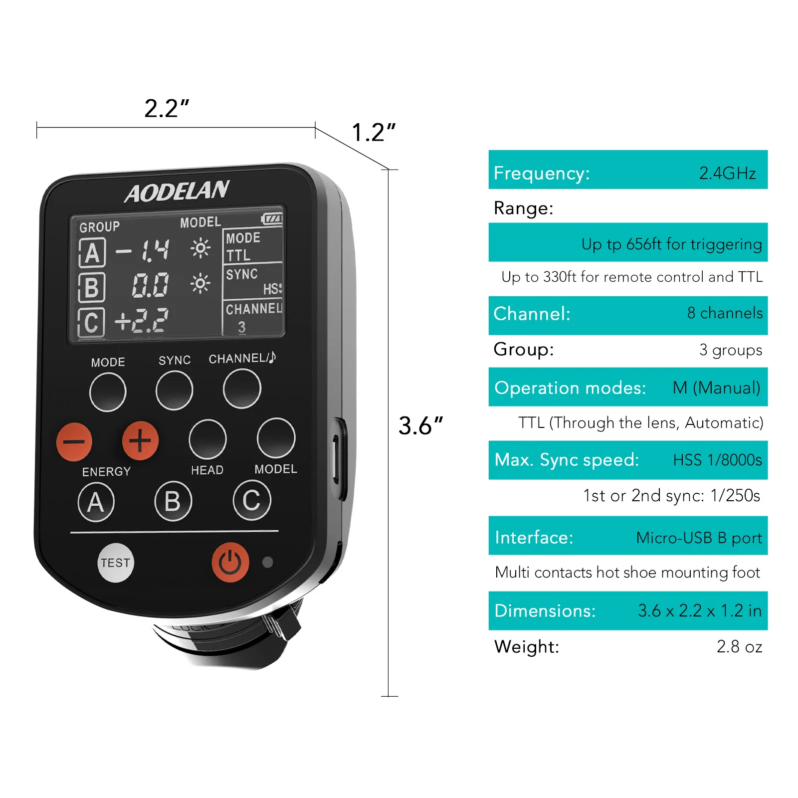 Беспроводной триггер вспышки AODELAN E4 TTL для Profoto A1 A1X B2 B10 B1X D1 D2 Pro-10 Заменяет пульт