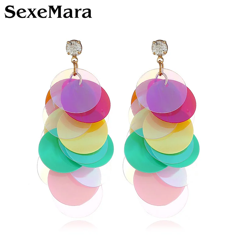 se002 SexeMara, новинка, персональные геометрические акриловые большие висячие серьги, Мули-слой, звенья цепи, свисающие серьги для женщин, ювелирные изделия, Brincos - Окраска металла: se002